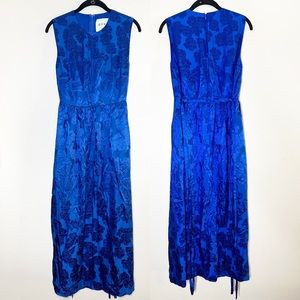 DYVNA blue rose floral sleeveless tie waist maxi dress S NEW